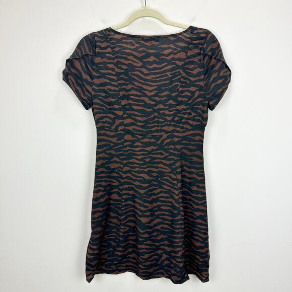 Madewell V Neck Mini Dress Abstract Animal True Black Zebra Viscose US 2 NWT - Picture 12 of 14